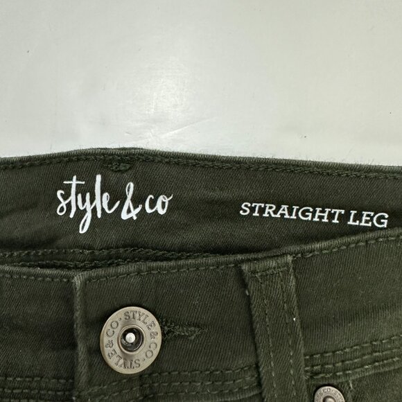 Style & Co Straight Leg Women's size 4 Green Denim Jeans - Picture 3 of 5